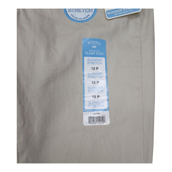 Rider By Lee Womens Slender Stretch Mid-Rise Bootcut Chino Pants 12P Flared Tan - Picture 7 of 12